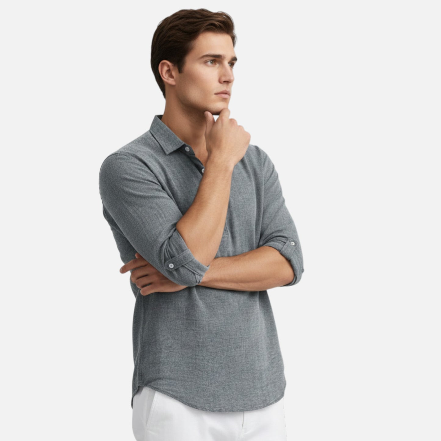 Maison Aurelle | Men’s Linen Henley Shirt – Comfortable Short Sleeve Summer Top