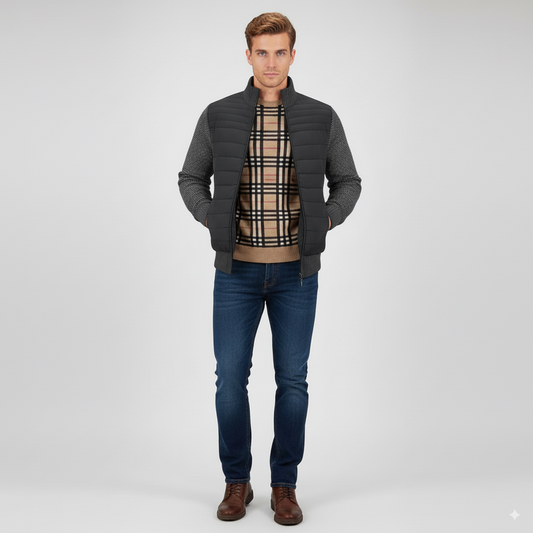 Maison Aurelle Men's Fleece Jacket | Thickened Fabric, Stand-Collar Design