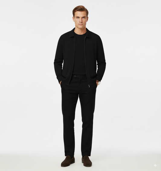 Maison Aurelle Men's Quarter Zip Sweater | Merino Wool-Cashmere Blend, Business Casual