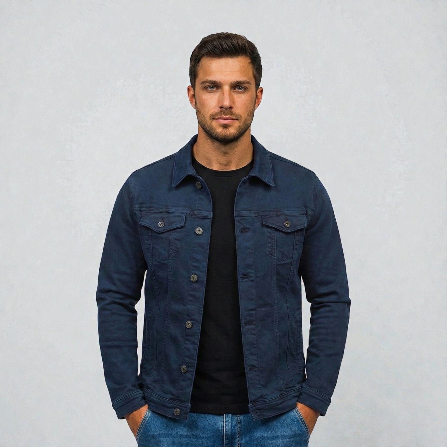 Maison Aurelle - Men’s Denim Jacket Durable Tailored Fit Casual Essential 5