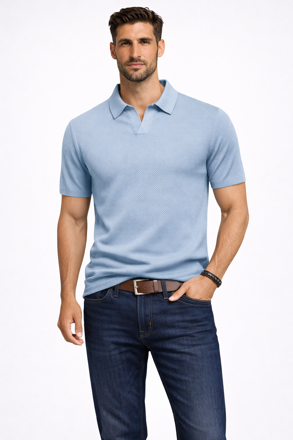 Maison Aurelle - Men’s Polo Shirt Textured Knit Elegant Fit Summer Casual 15