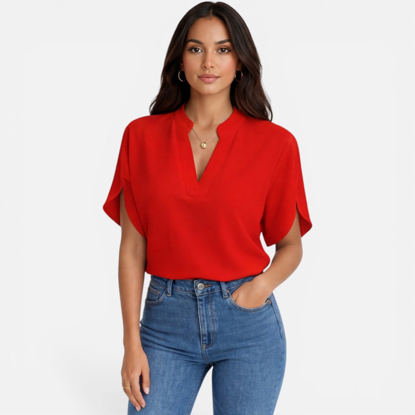 Maison Aurelle - Women’s Chiffon Blouse Breathable Elegant Summer Top 10