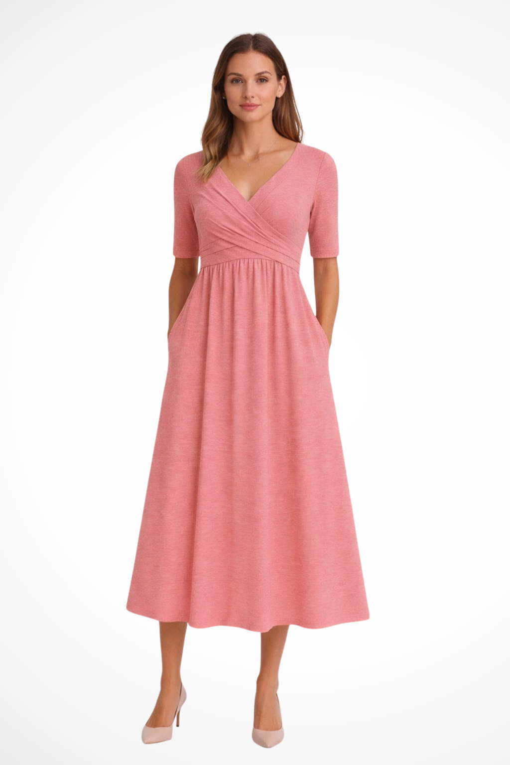 Maison Aurelle - Women’s Midi Dress Soft Fabric Elegant A-Line Summer 6