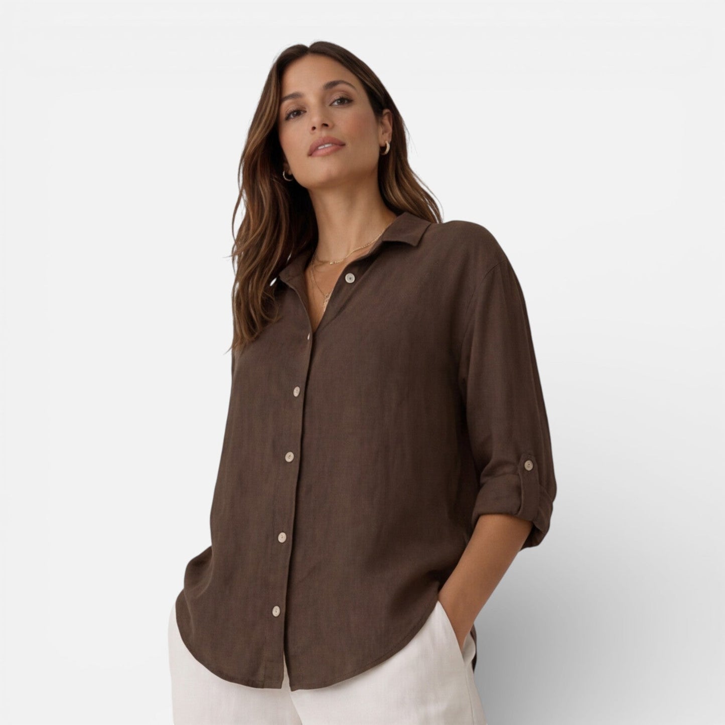Maison Aurelle - Women's Shirt Linen-Cotton Blend Breathable Elegant Fit 10
