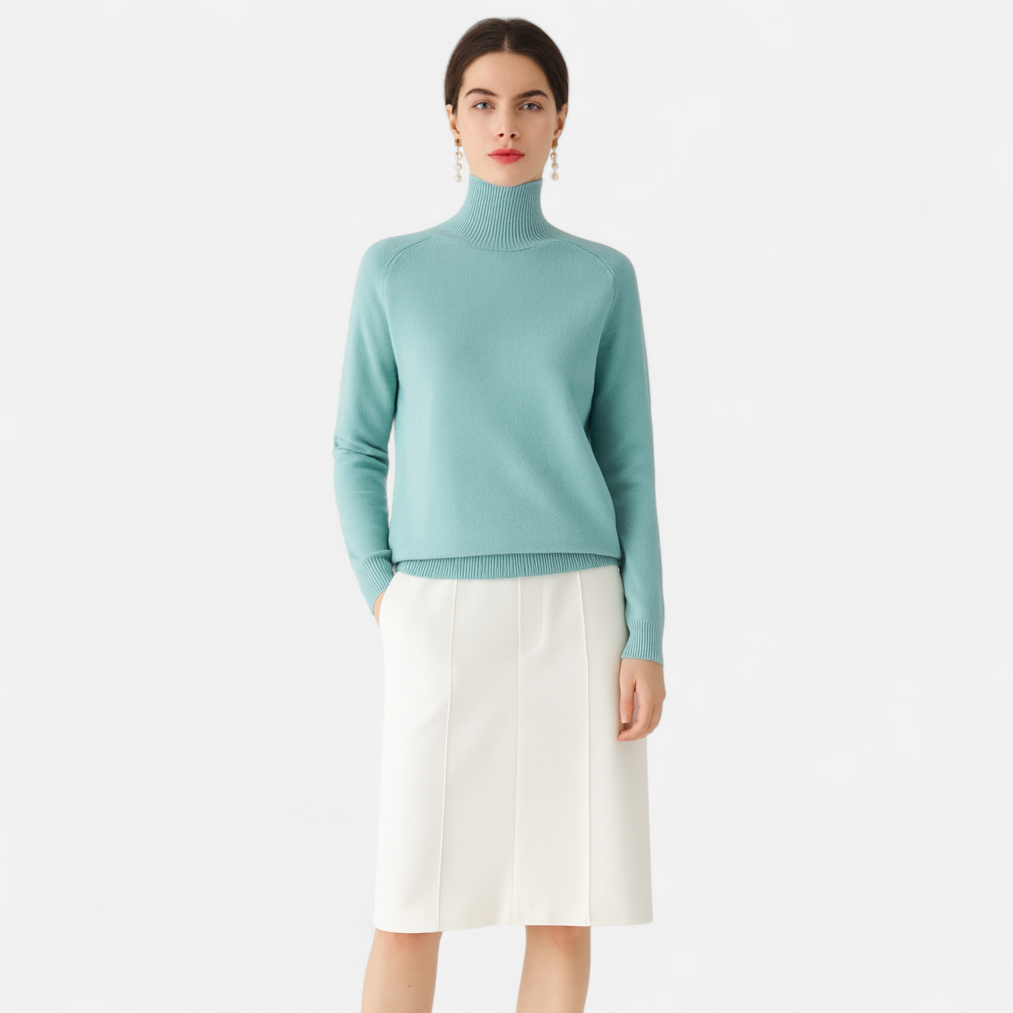 Maison Aurelle Women's Mock-Neck Sweater