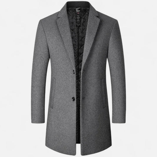 Maison Aurelle Men's Classic Long Coat | Premium Wool Blend, Tailored Fit