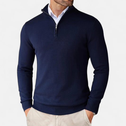 Maison Aurelle Men's Quarter Zip Sweater | Lightweight Knit, Slim-Fit Design
