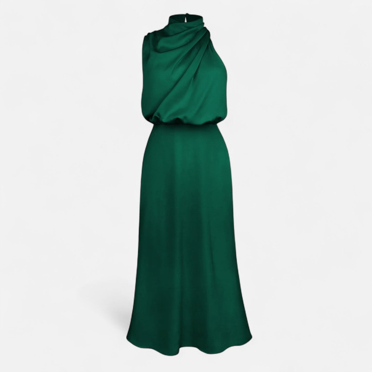 Maison Aurelle Women's Long Satin Dress | Fluid Drape, Elegant Design