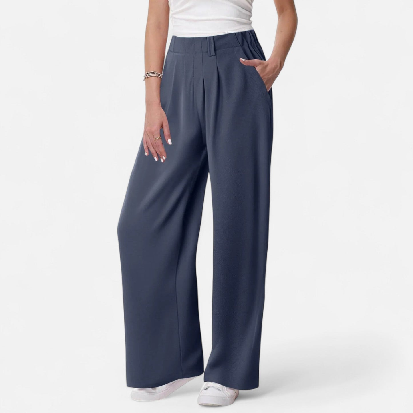 Maison Aurelle Women's Palazzo Pants | Soft Waffle Fabric, Comfortable Wide Leg Trousers