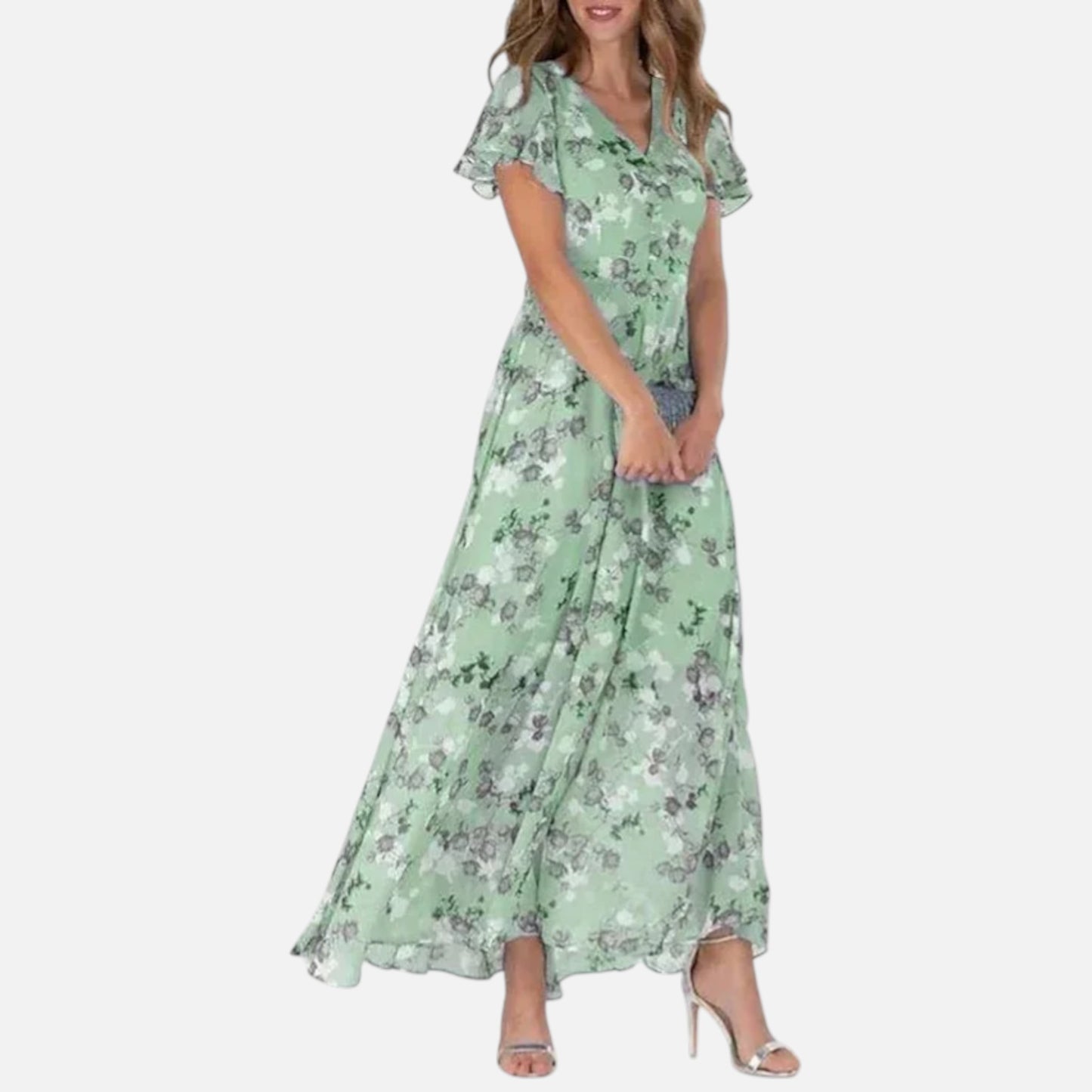 Maison Aurelle | Women’s Floral Tummy-Covering Dress – Glamorous Flattering Silhouette