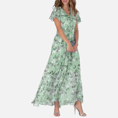 Maison Aurelle | Women’s Floral Tummy-Covering Dress – Glamorous Flattering Silhouette