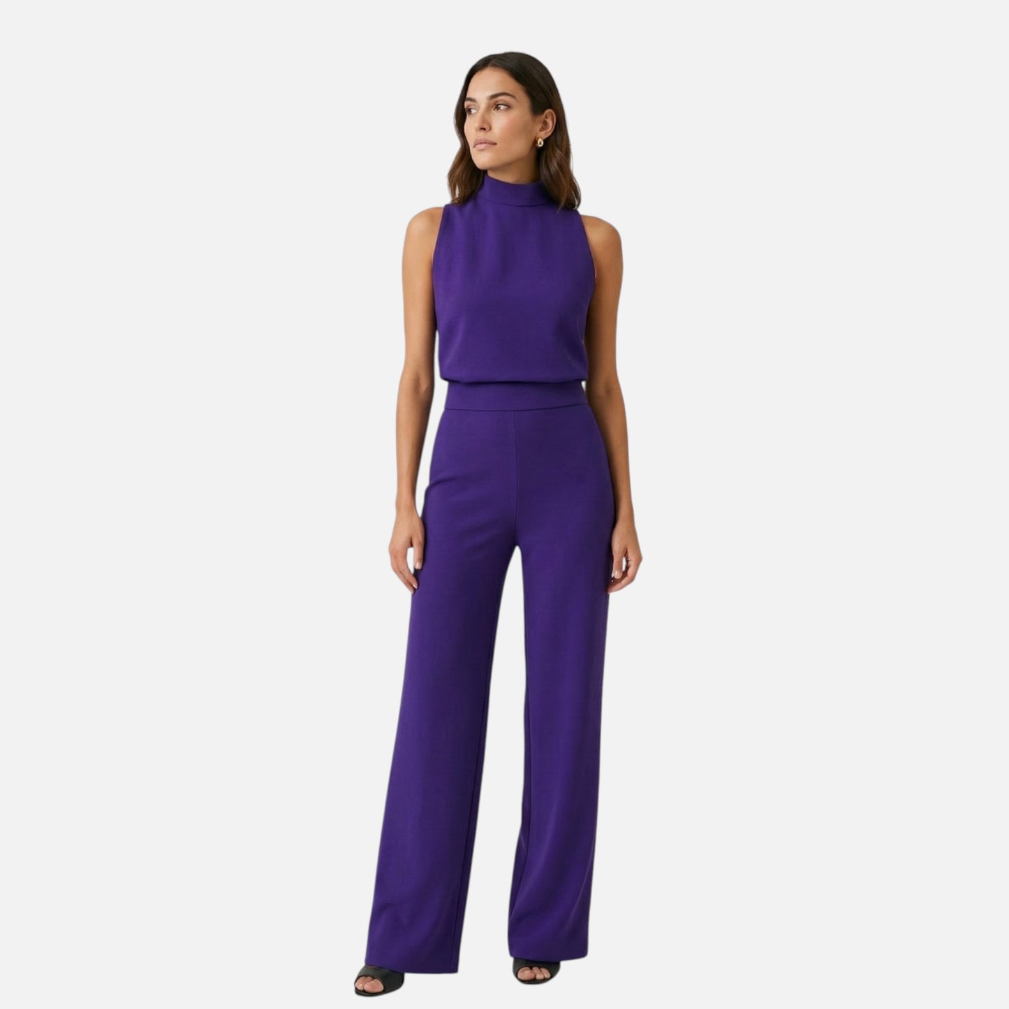 Maison Aurelle | Women’s Halter Neck Wide-Leg Jumpsuit – High-Waist Elegant Silhouette