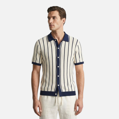 Maison Aurelle | Men’s Striped Knit Polo shirt – Summer Classic Fit