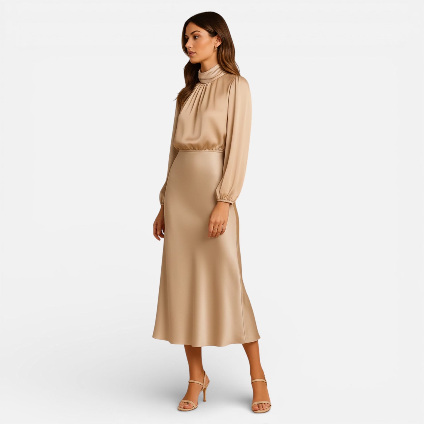 Maison Aurelle | High-Waist Midi Dress – Elegant Fit