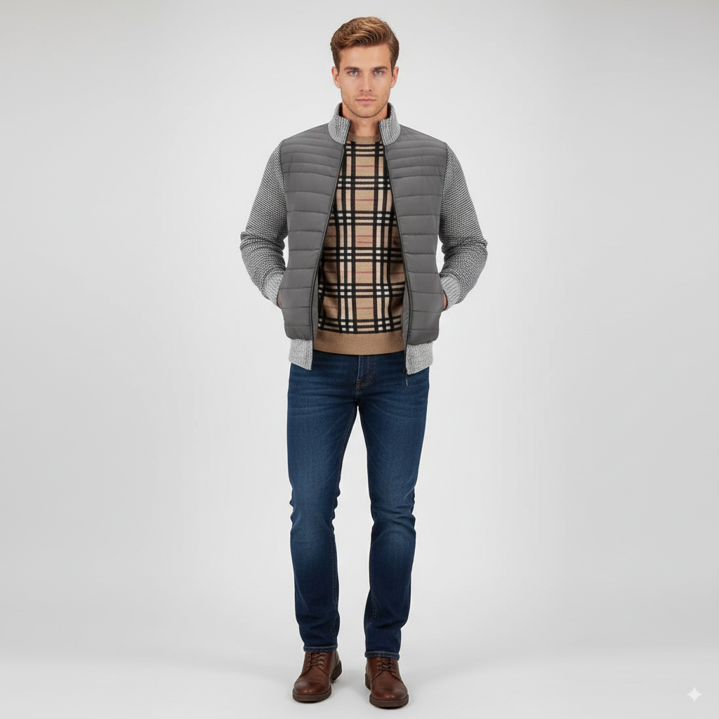 Maison Aurelle Men's Fleece Jacket | Thickened Fabric, Stand-Collar Design