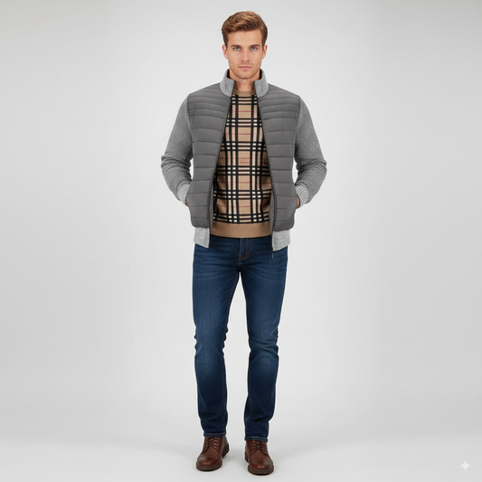 Maison Aurelle Men's Fleece Jacket | Thickened Fabric, Stand-Collar Design