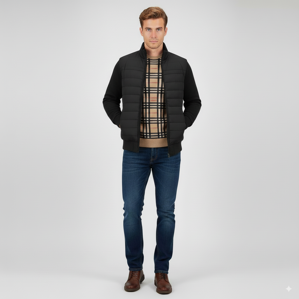 Maison Aurelle Men's Fleece Jacket | Thickened Fabric, Stand-Collar Design