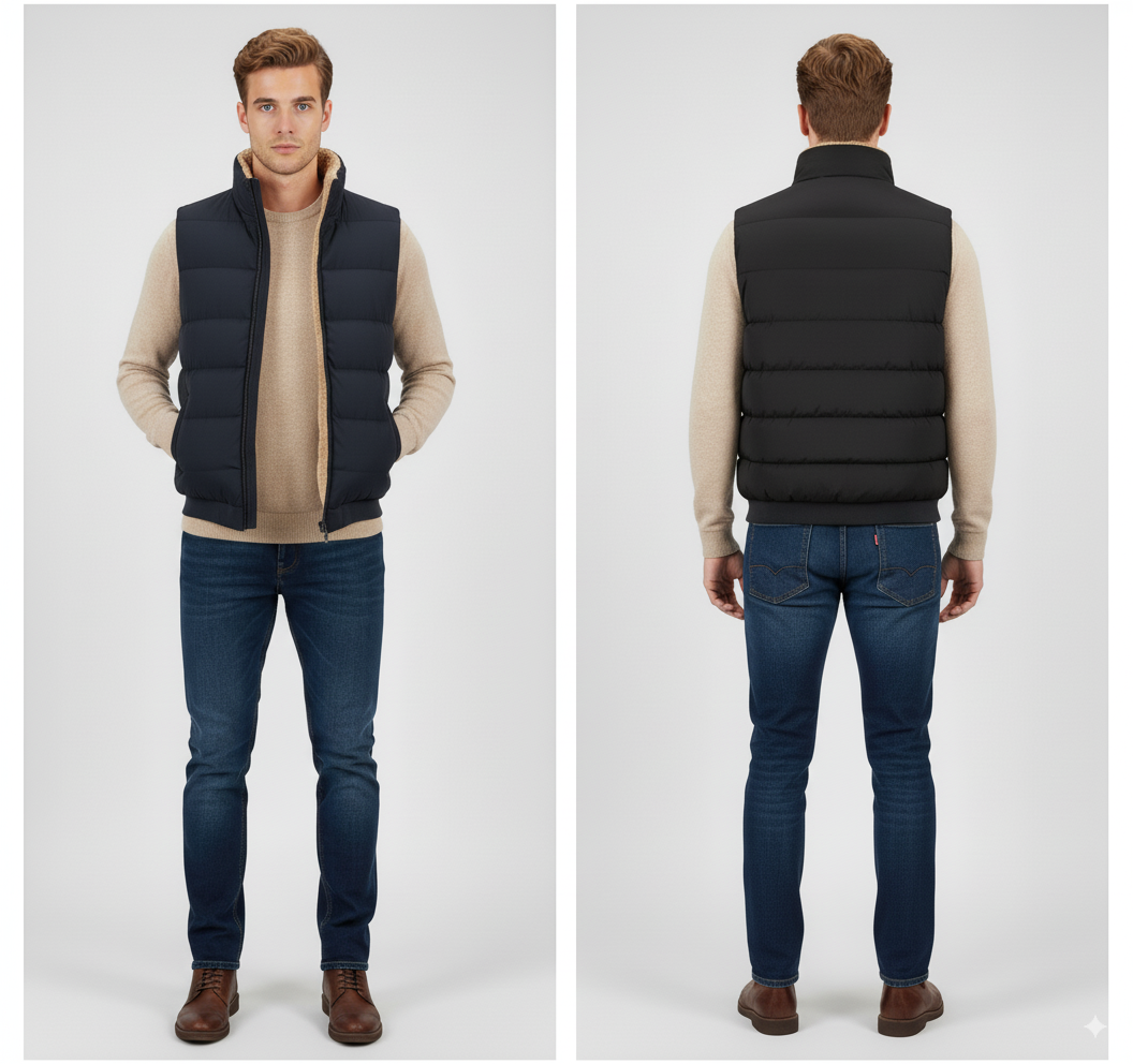 Maison Aurelle Men's Lamb Wool Vest | Soft Fleece Lining, Casual Wear