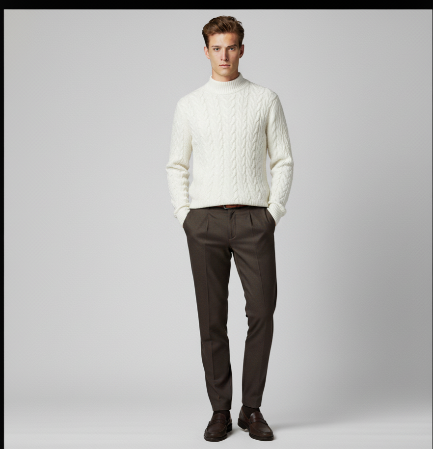 Maison Aurelle Classic Crewneck Sweater for Men | Soft Knit Fabric, Relaxed Fit