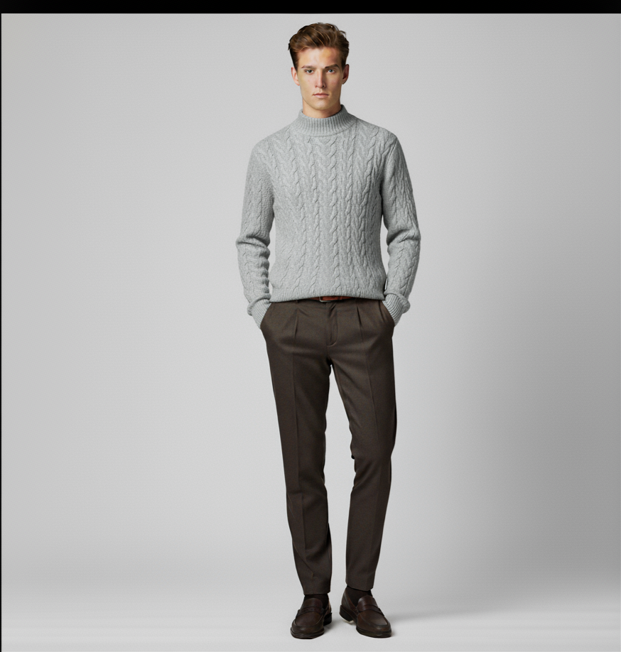 Maison Aurelle Classic Crewneck Sweater for Men | Soft Knit Fabric, Relaxed Fit