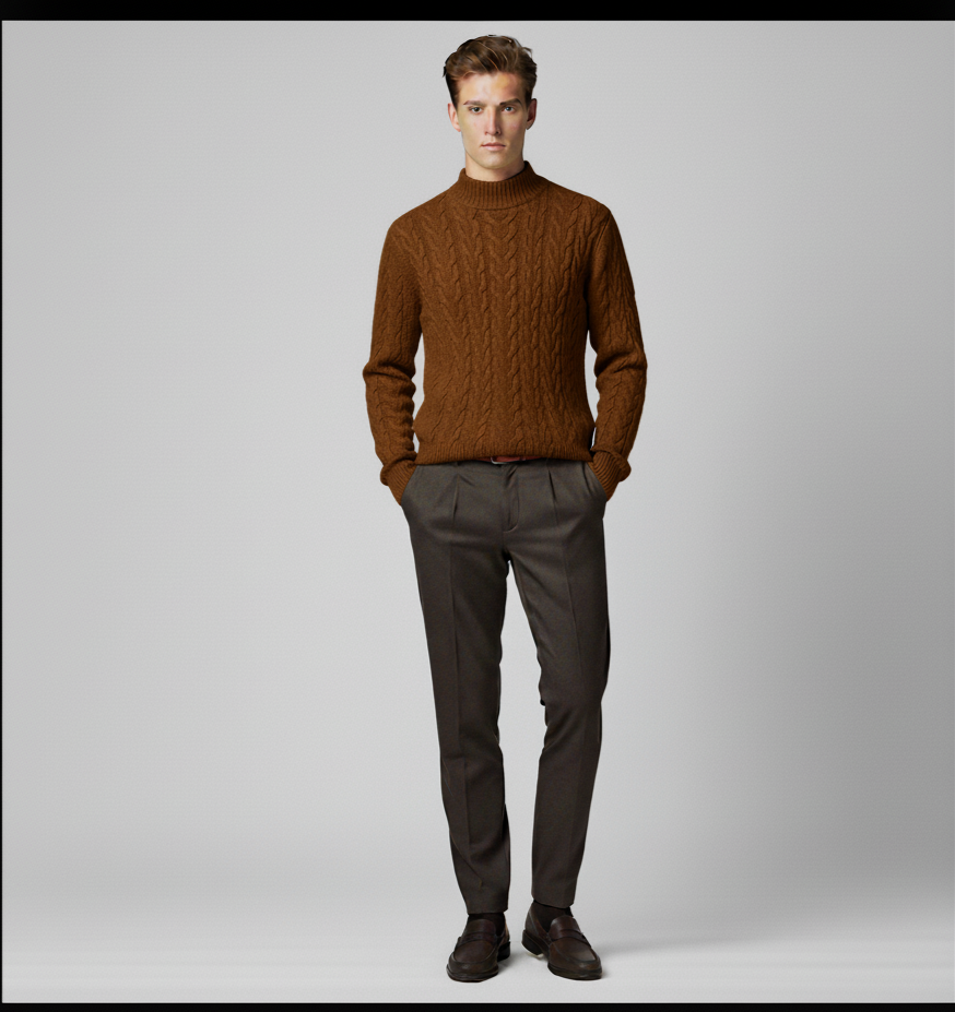 Maison Aurelle Classic Crewneck Sweater for Men | Soft Knit Fabric, Relaxed Fit