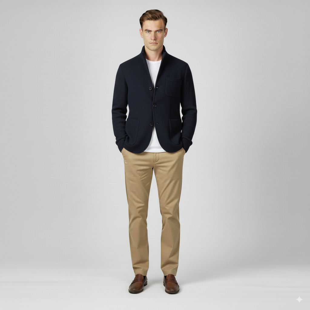 Maison Aurelle Vintage Wool Jacket for Men | Stand-Collar, Timeless Style