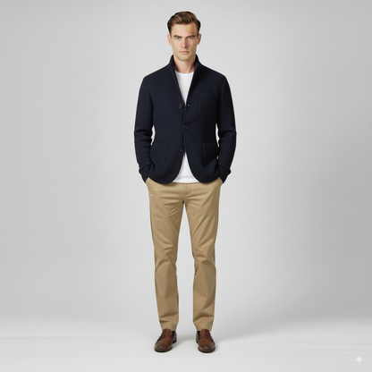 Maison Aurelle Vintage Wool Jacket for Men | Stand-Collar, Timeless Style
