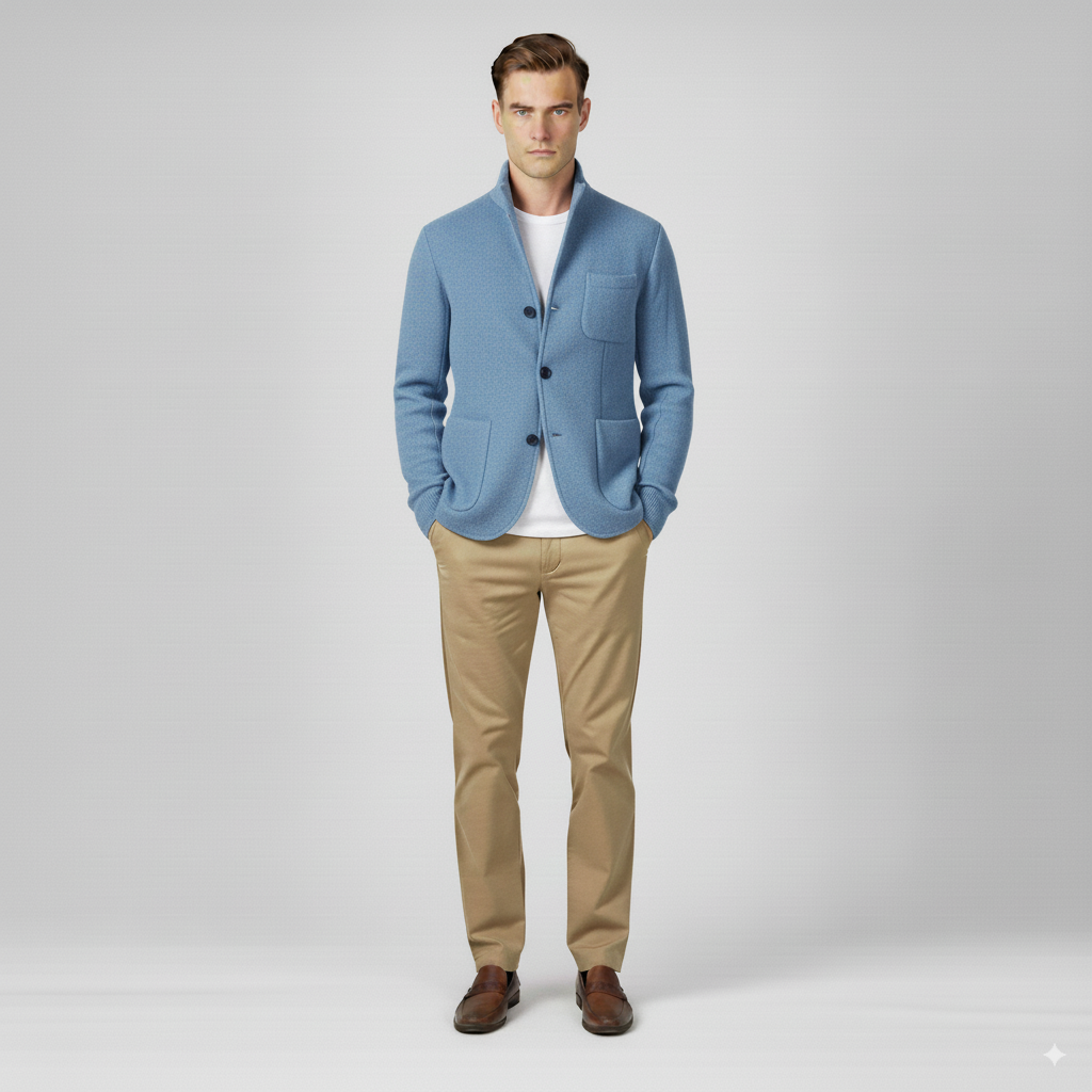 Maison Aurelle Vintage Wool Jacket for Men | Stand-Collar, Timeless Style
