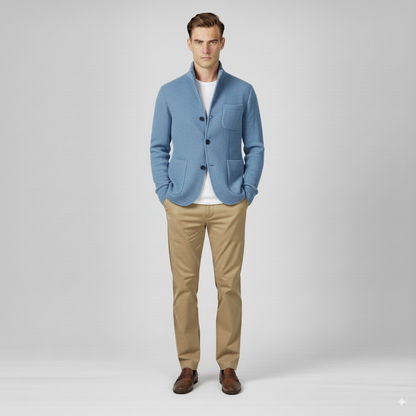 Maison Aurelle Vintage Wool Jacket for Men | Stand-Collar, Timeless Style