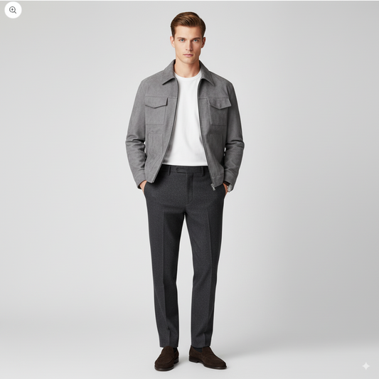 Maison Aurelle Suede Jacket for Men | Oversized Fit, Warm Lining