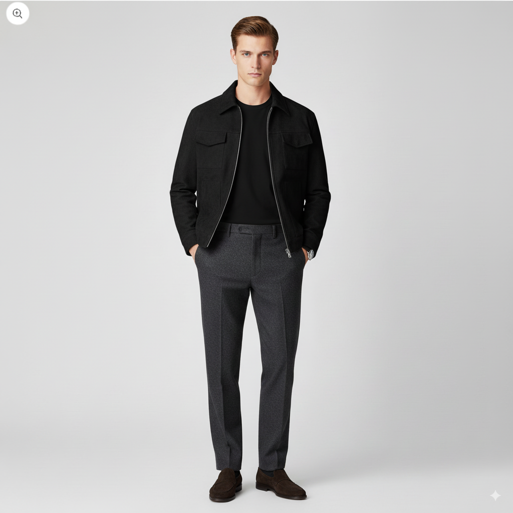 Maison Aurelle Suede Jacket for Men | Oversized Fit, Warm Lining