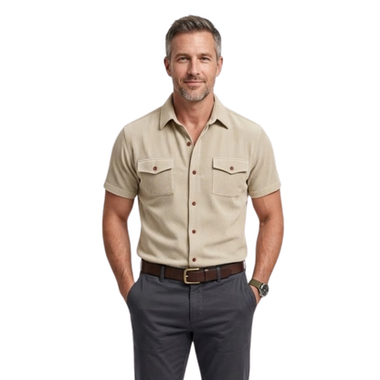 Maison Aurelle - Men’s Cargo Shirt Wide Ribbed Durable Comfort Classic Fit 1