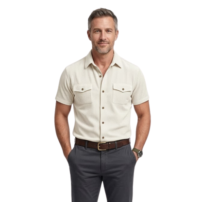Maison Aurelle - Men’s Cargo Shirt Wide Ribbed Durable Comfort Classic Fit 3