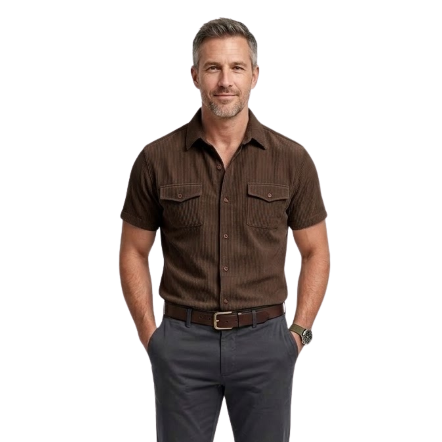 Maison Aurelle - Men’s Cargo Shirt Wide Ribbed Durable Comfort Classic Fit 5