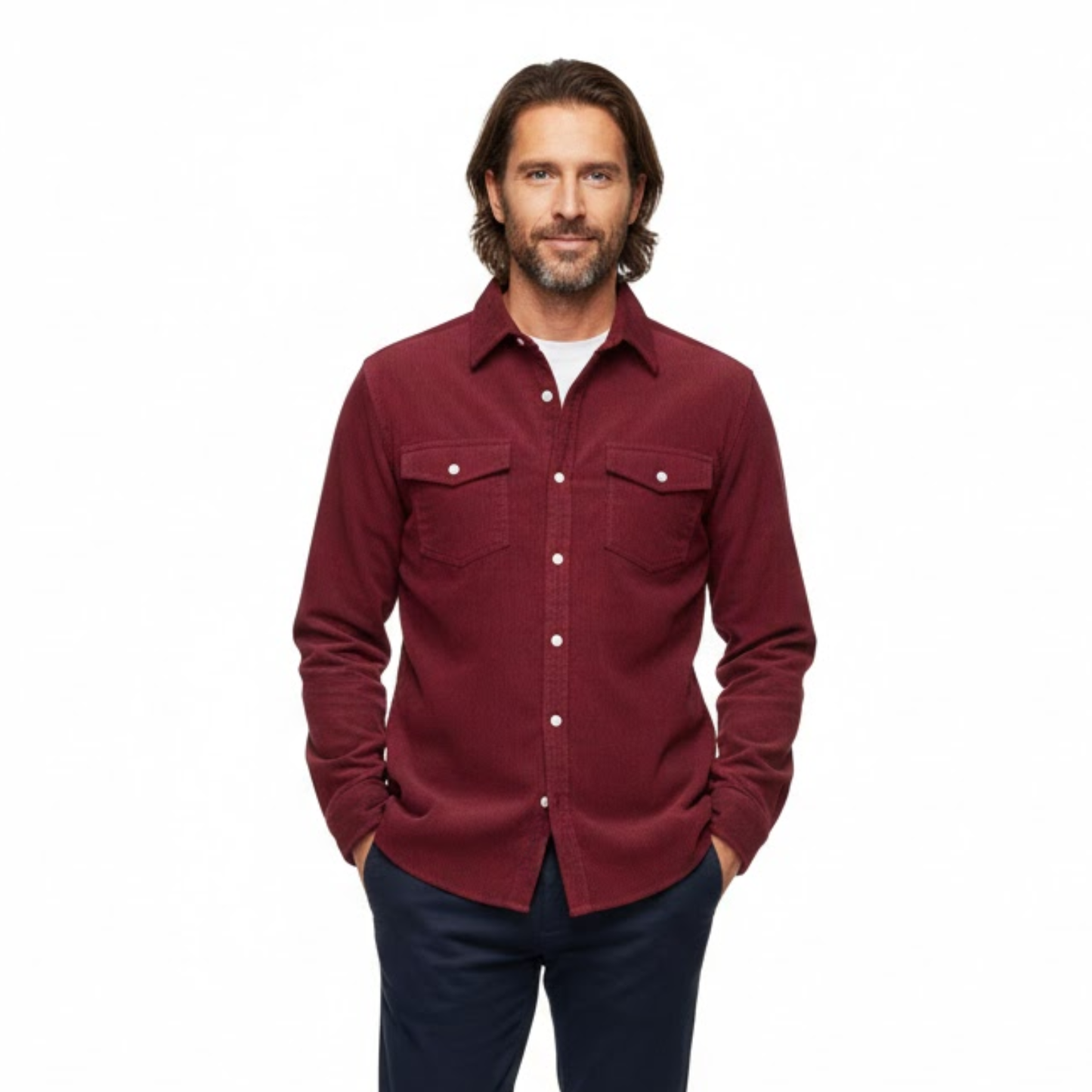 Maison Aurelle - Men’s Corduroy Shirt Jacket Soft Comfortable Classic Fit 1