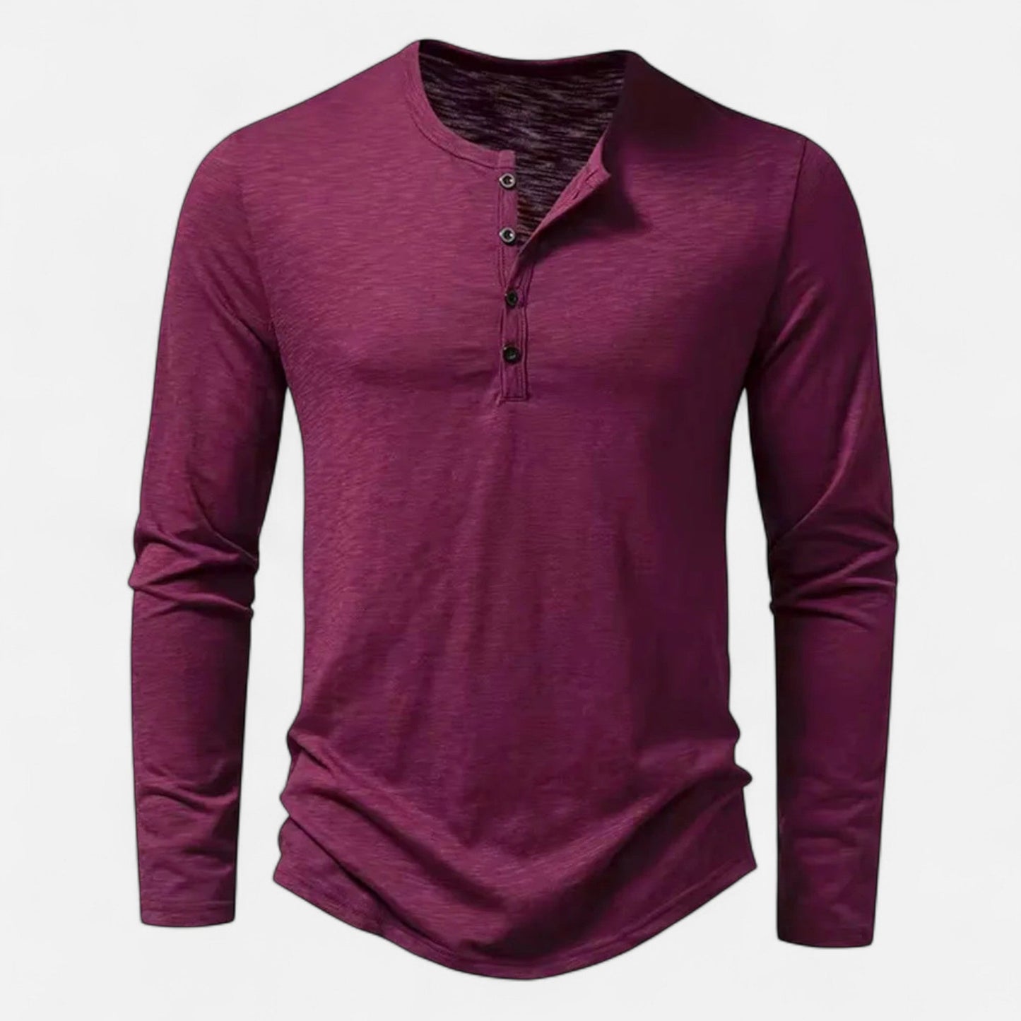 Maison Aurelle - Men's Cotton Long Sleeve Henley Comfortable Slim Fit 0