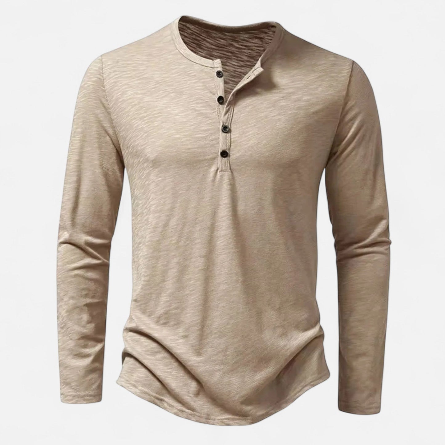 Maison Aurelle - Men's Cotton Long Sleeve Henley Comfortable Slim Fit 3