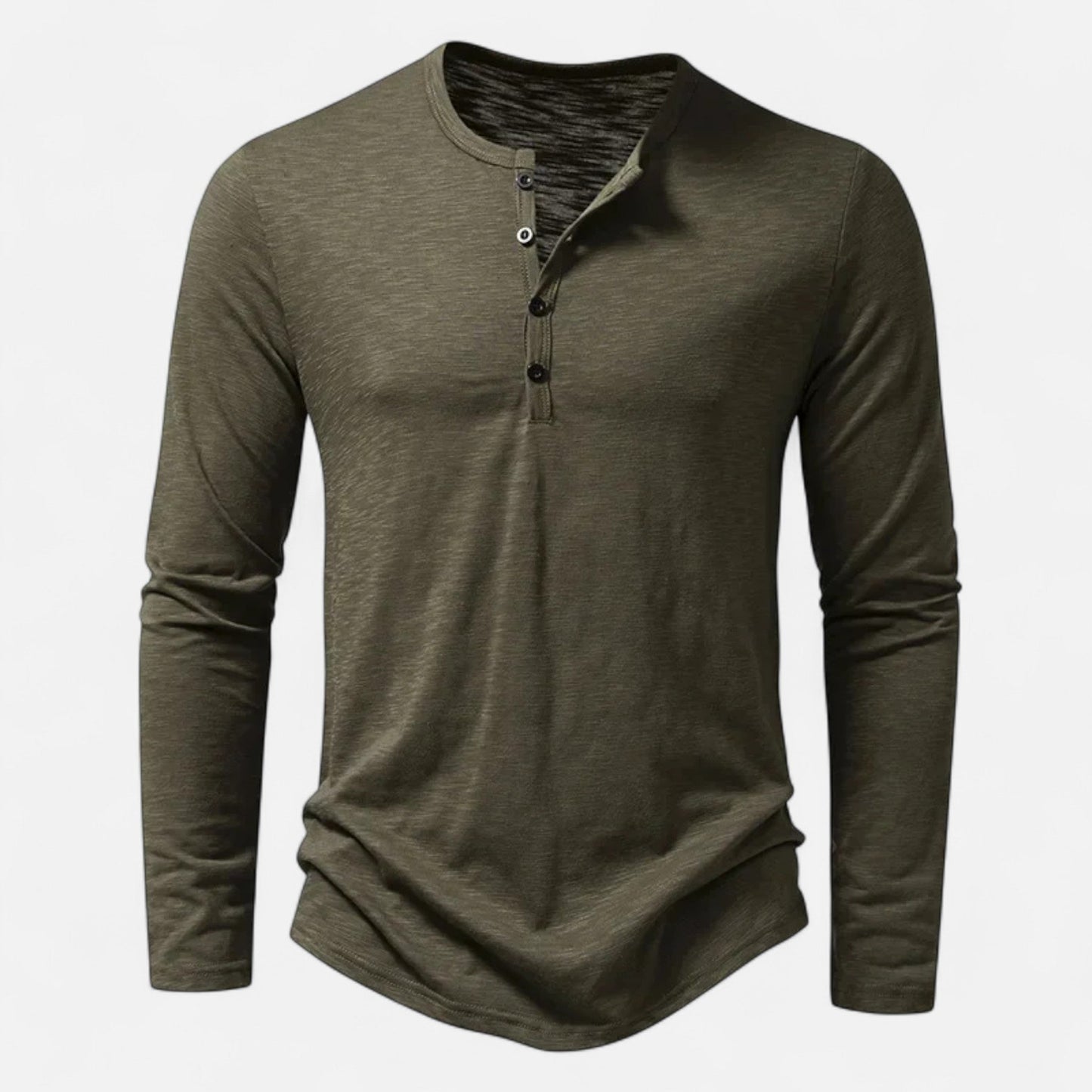 Maison Aurelle - Men's Cotton Long Sleeve Henley Comfortable Slim Fit 5