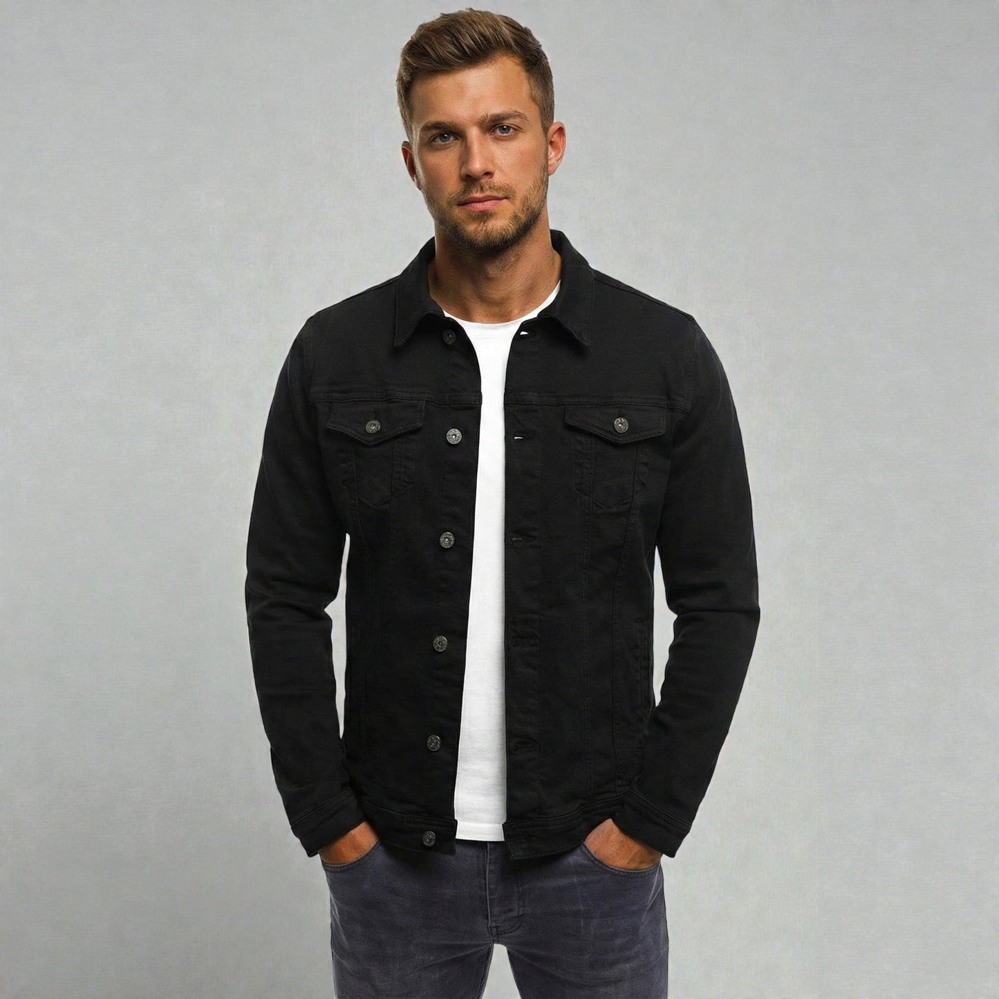 Maison Aurelle - Men’s Denim Jacket Durable Tailored Fit Casual Essential 0