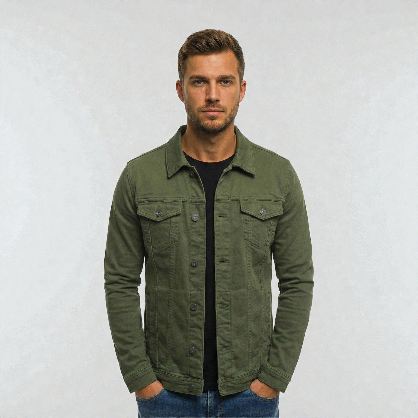 Maison Aurelle - Men’s Denim Jacket Durable Tailored Fit Casual Essential 3