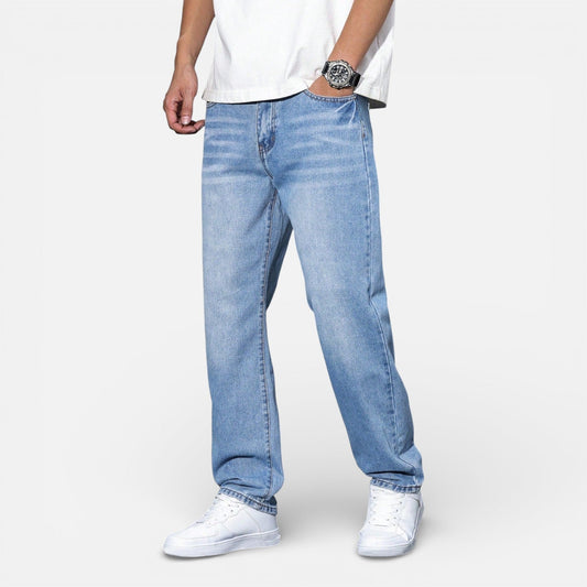Maison Aurelle - Men’s Denim Jeans Comfortable Relaxed Fit Classic Blue 0
