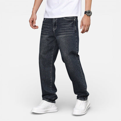 Maison Aurelle - Men’s Denim Jeans Comfortable Relaxed Fit Classic Blue 1