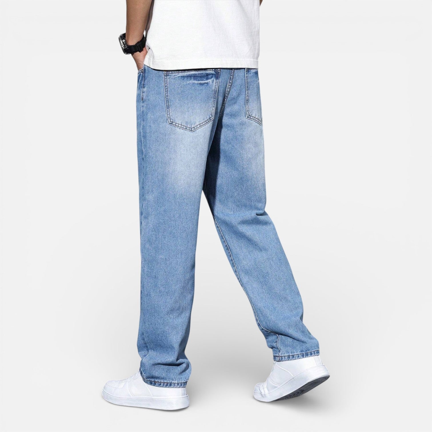 Maison Aurelle - Men’s Denim Jeans Comfortable Relaxed Fit Classic Blue 3