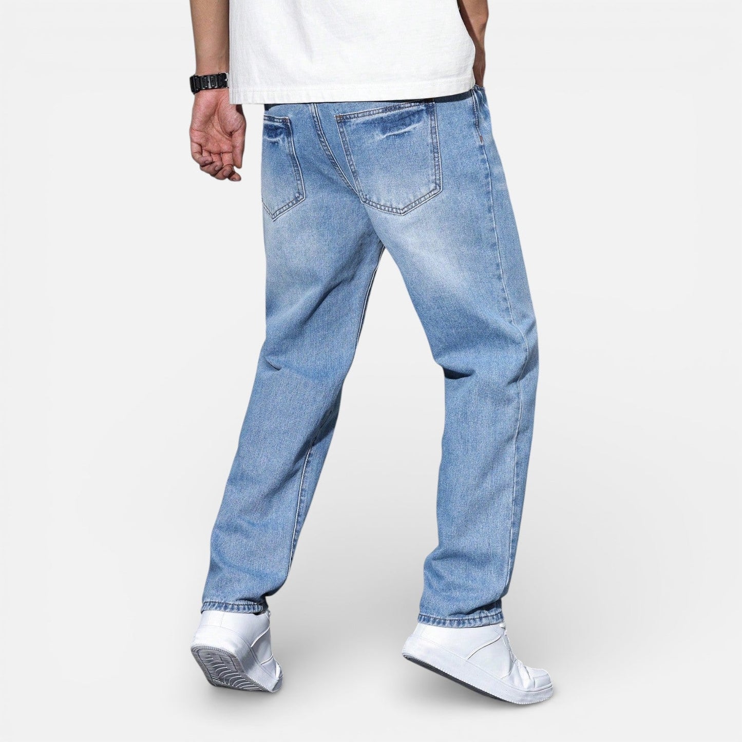 Maison Aurelle - Men’s Denim Jeans Comfortable Relaxed Fit Classic Blue 4