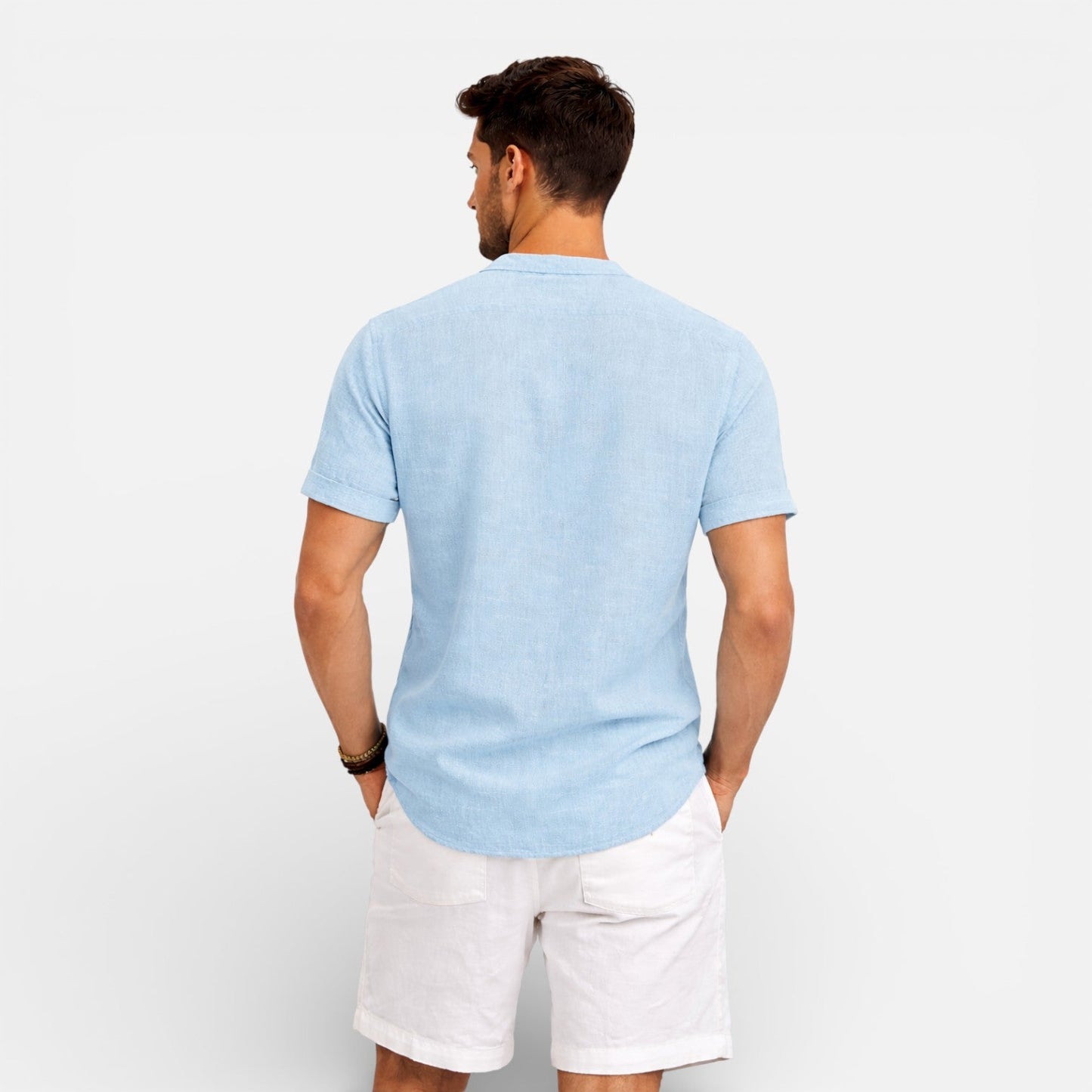 Maison Aurelle - Men’s Linen Cotton Henley Shirt Breathable Relaxed Fit 2