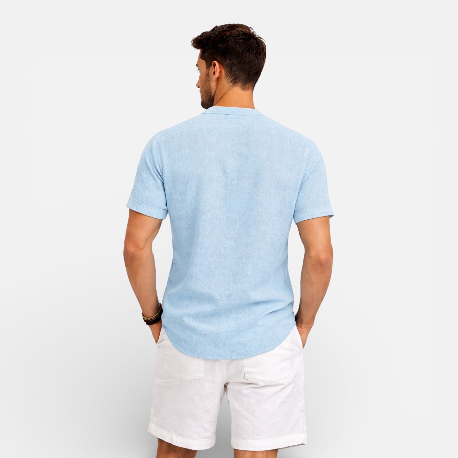 Maison Aurelle - Men’s Linen Cotton Henley Shirt Breathable Relaxed Fit 2