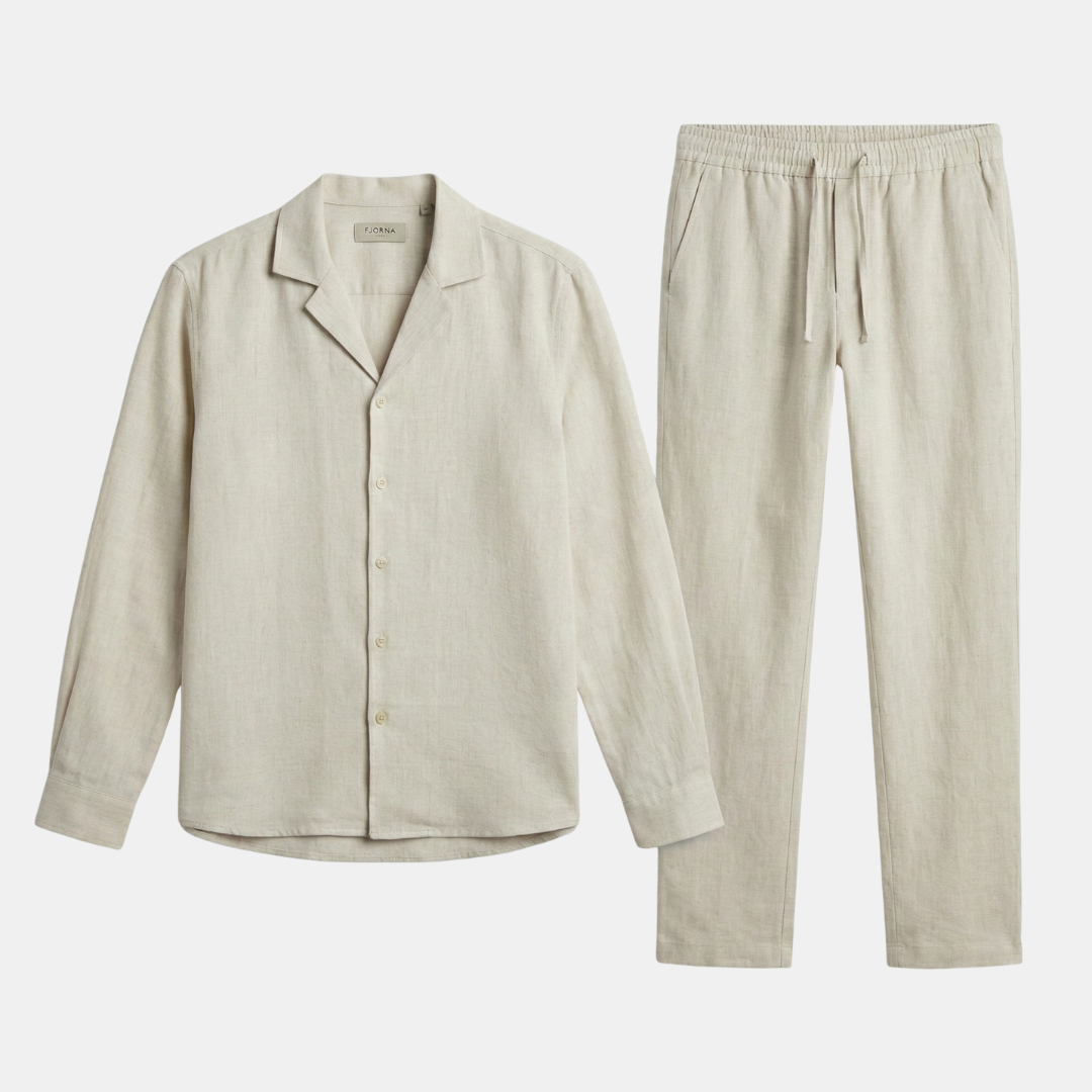 Maison Aurelle - Men's Linen Set Breathable Comfort Tailored Fit Beige 0