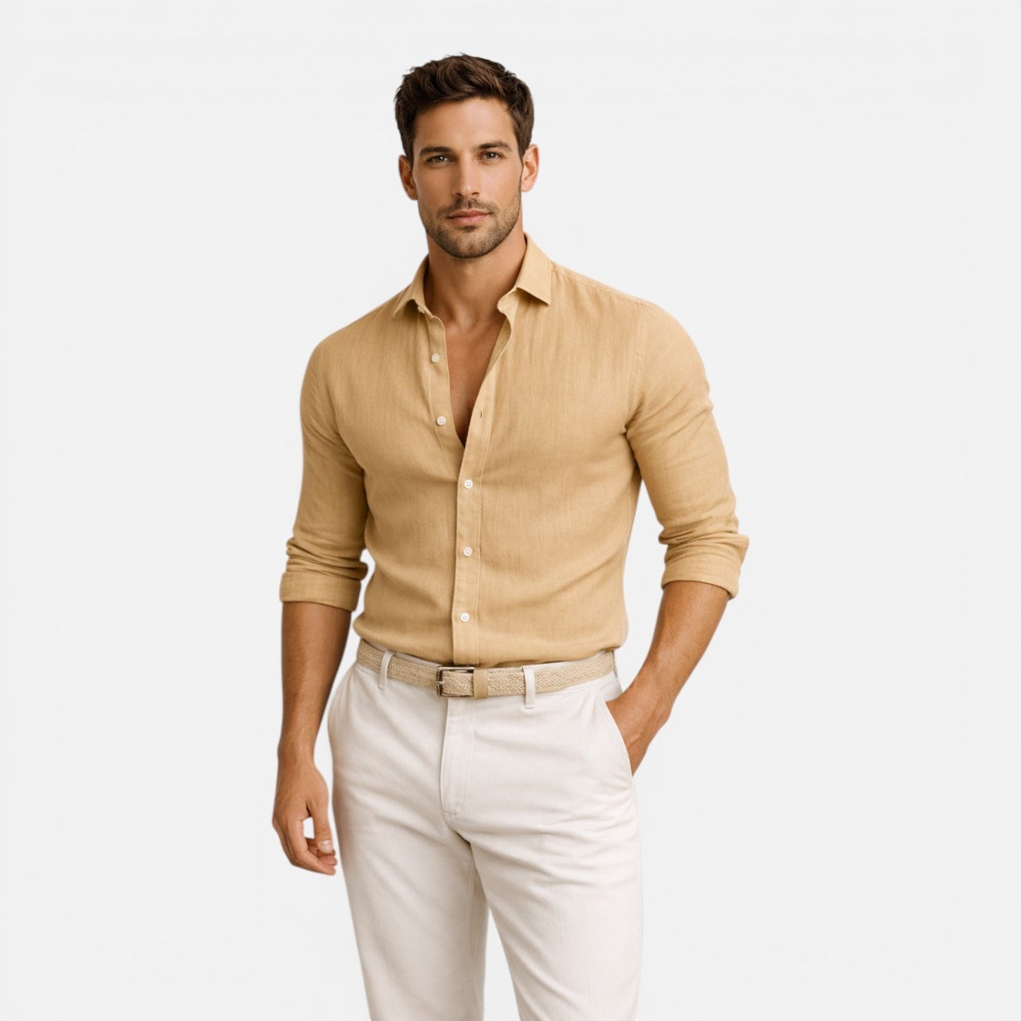 Maison Aurelle - Men’s Linen Shirt Breathable Slim Fit Elegant Design 5