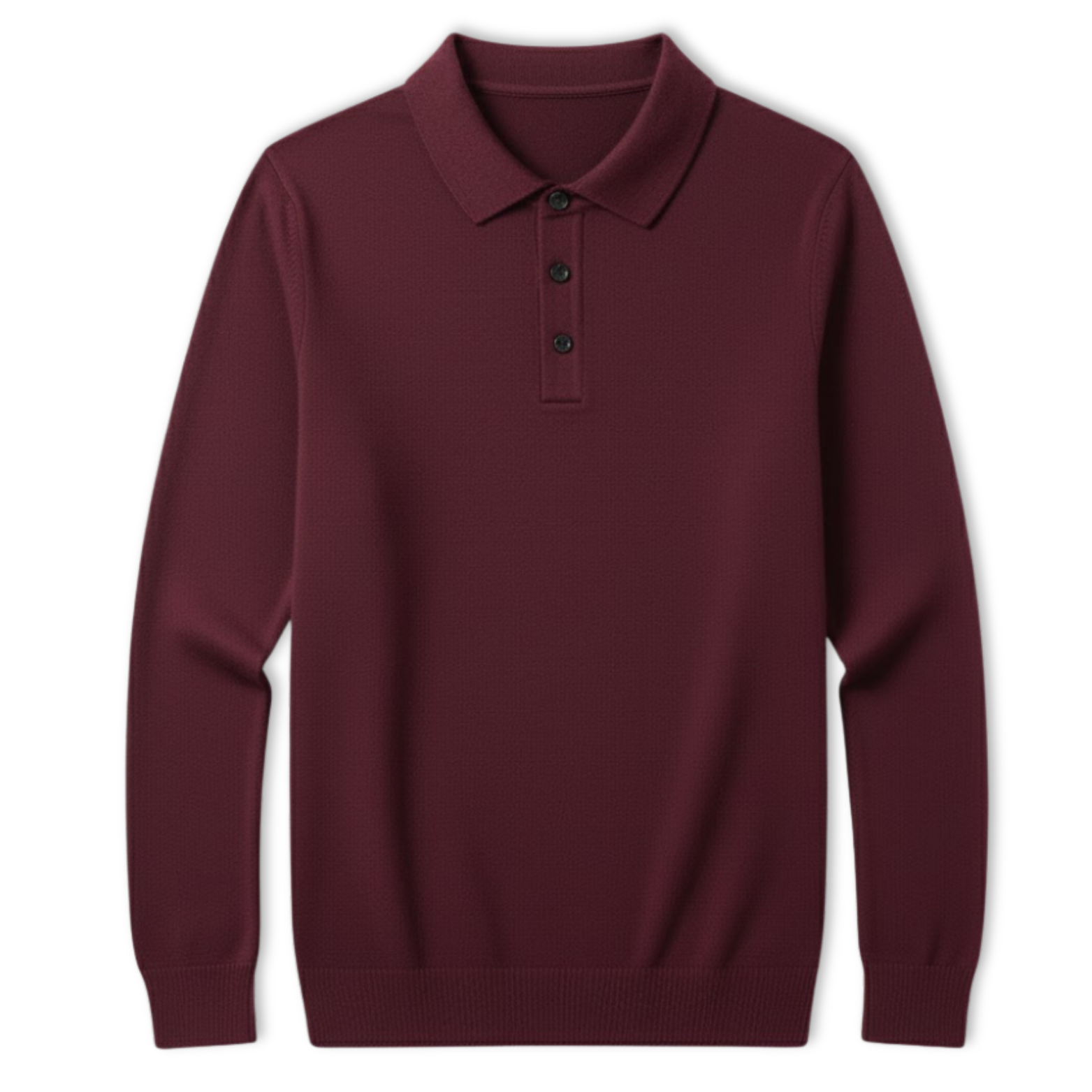 Maison Aurelle - Men’s Long Sleeve Polo Shirt 100% Merino Wool Classic Fit 0