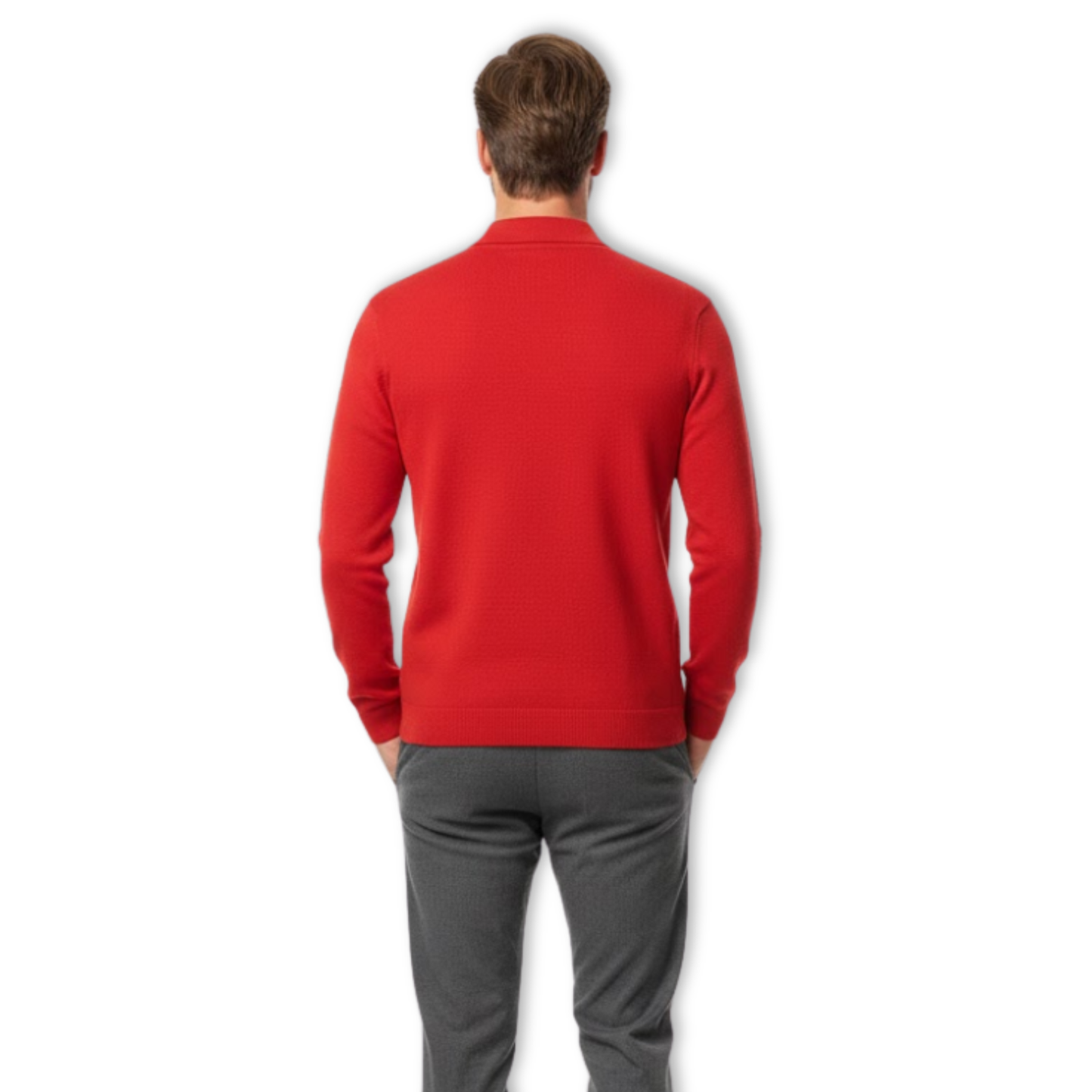 Maison Aurelle - Men’s Long Sleeve Polo Shirt 100% Merino Wool Classic Fit 2